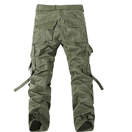 

Men's Cargo Cotton Casual Casual / Daily Chinos Pants Solid Colored Full Length Pocket Fashion Black Army Green Olive / Fall / Winter / Long Sleeve