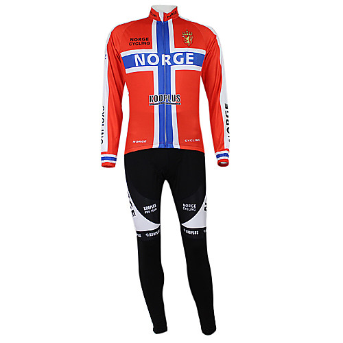 

Malciklo Men's Women's Long Sleeve Cycling Jersey with Bib Tights Winter Elastane Polyester Norway Champion National Flag Bike Clothing Suit Mountain Bike MTB Road Bike Cycling Windproof Quick Dry