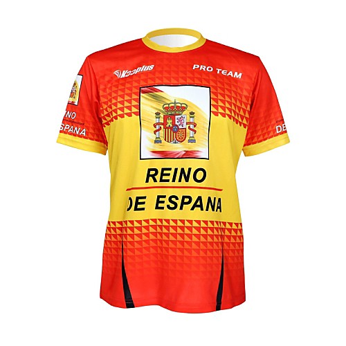 

Malciklo Men's Women's Short Sleeve Cycling Jersey Polyester Red / Yellow Spain Champion National Flag Bike Tee Tshirt Jersey Top Mountain Bike MTB Road Bike Cycling Breathable Quick Dry Ultraviolet