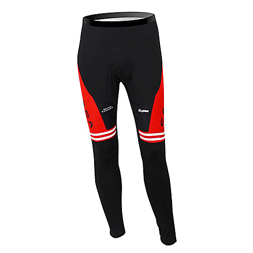 

Malciklo Men's Cycling Tights Winter Fleece Polyester RedBlack Canada Champion National Flag Bike Tights Bottoms Mountain Bike MTB Road Bike Cycling Thermal / Warm Fleece Lining Breathable Sports