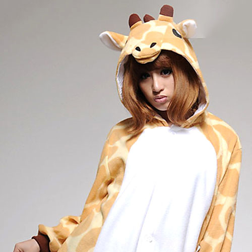 

Adults' Kigurumi Pajamas Giraffe Animal Onesie Pajamas Coral fleece Orange Cosplay For Men and Women Animal Sleepwear Cartoon Festival / Holiday Costumes / Leotard / Onesie / Leotard / Onesie