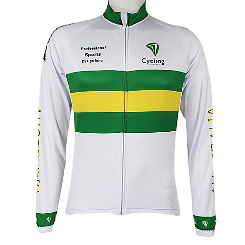 

Malciklo Men's Women's Long Sleeve Cycling Jersey Winter Polyester White / Green Australia Champion National Flag Bike Jersey Top Mountain Bike MTB Road Bike Cycling Windproof Quick Dry Waterproof