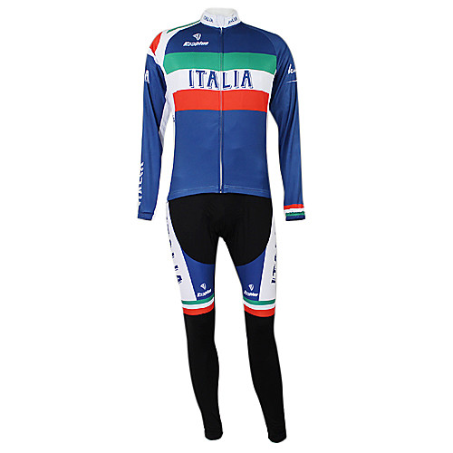 

Malciklo Men's Women's Long Sleeve Cycling Jersey with Bib Tights Winter Elastane Polyester Italy Champion National Flag Bike Clothing Suit Mountain Bike MTB Road Bike Cycling Windproof Quick Dry