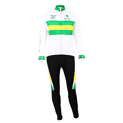 

Malciklo Men's Long Sleeve Cycling Jersey with Bib Tights Winter Fleece Polyester White / Green Australia Champion National Flag Bike Clothing Suit Mountain Bike MTB Road Bike Cycling Thermal / Warm