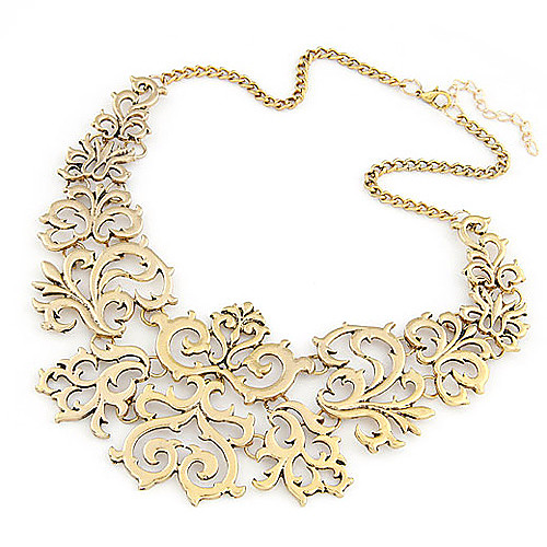 

Women's Collar Necklace Statement Necklace Hollow Out Flower Ladies European Fashion Alloy Golden Silver Necklace Jewelry For Party Daily