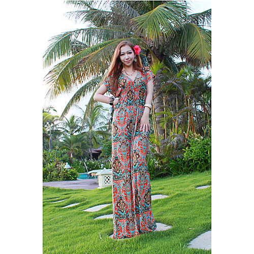 

Women's Swing Dress Maxi long Dress Screen Color Solid Color Print One-Size
