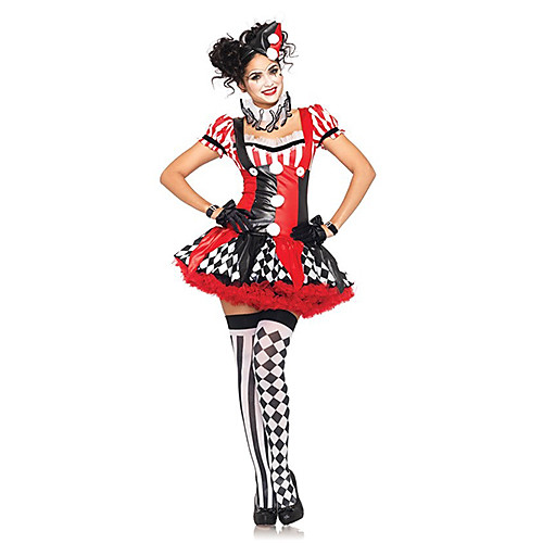 

Burlesque Clown Circus Harley Quinn Cosplay Costume Party Costume Adults' Women's Christmas Halloween Carnival Festival / Holiday Polyester Red / Yellow / White / Black Women's Female Easy Carnival