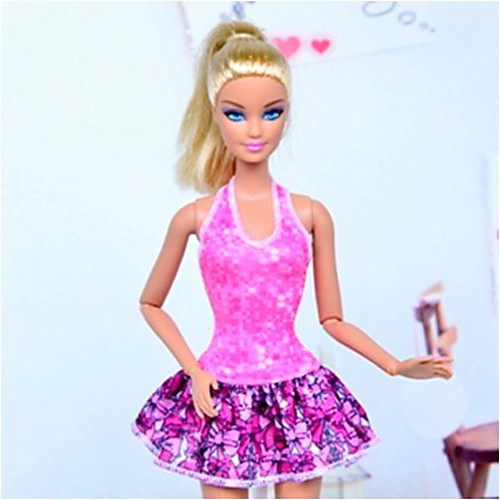 

Doll Dress For Barbiedoll Solid Color Polyester Dress For Girl's Doll Toy