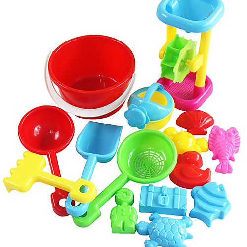 

15 Pieces Multicolored Beach Sand Timer and Bucket Playset