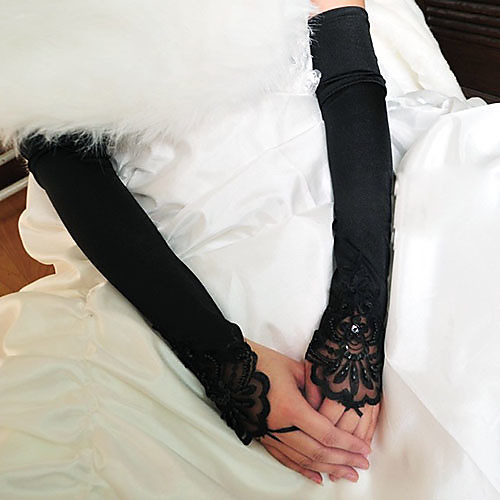 

Elastic Satin / Cotton Wrist Length / Opera Length Glove Charm / Stylish / Bridal Gloves With Embroidery / Solid