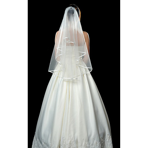 

One-tier Ribbon Edge Wedding Veil Fingertip Veils with 53.15 in (135cm) Tulle A-line, Ball Gown, Princess, Sheath / Column, Trumpet / Mermaid