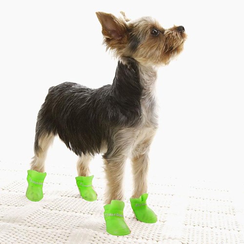 

Dogs Dog Boots / Dog Shoes Rain Boots Waterproof Solid Color Cute For Pets Silicone Rubber PVC Black