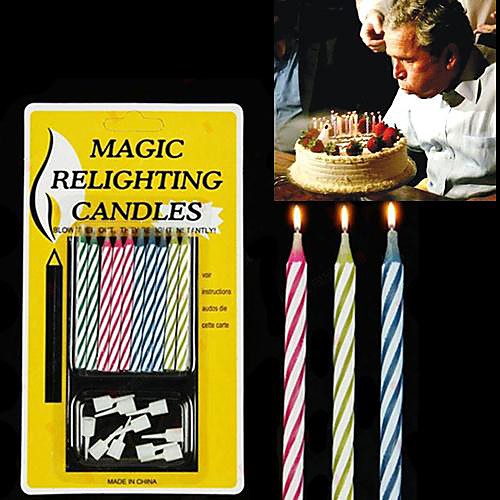 

10PCS Mixed-color Magic Relighting Candles Practical Joke Gadgets