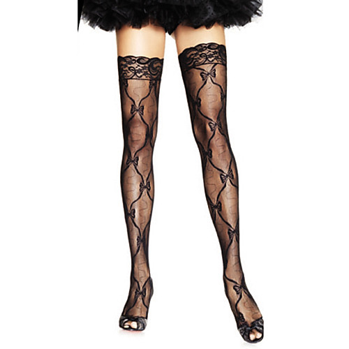 

Women's Lace Thin Stockings - Jacquard Thin Black One-Size