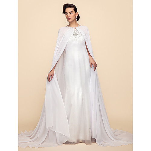 

Long Sleeve Capes Chiffon / Lace Wedding / Party Evening Wedding Wraps / Hoods & Ponchos With Draping / Solid