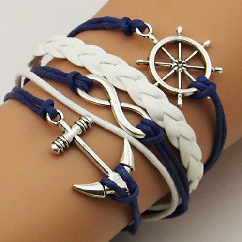 

Women's Wrap Bracelet Leather Bracelet Layered Rope Twisted Anchor Infinity Personalized Basic Fashion Multi Layer Leather Bracelet Jewelry Blue For Party Gift Daily Casual Sports