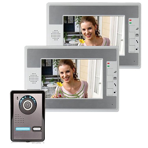 

7 Inch IP Video Door Phone Doorbell Intercom Entry System with 2 Monitor 1 IR Camera Night Vision 420 TVLine Support Remote unlocking Handfree