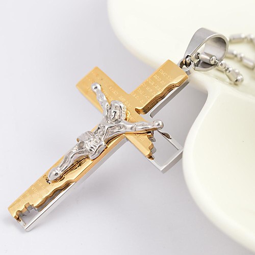 

Men's Pendant Necklace Cross Ladies Fashion Christ Titanium Steel Gold Plated Black Silver Golden Necklace Jewelry For Daily Casual