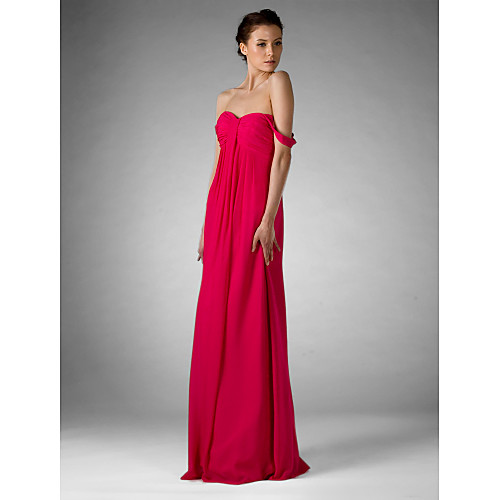 

Sheath / Column Sweetheart Neckline / Off Shoulder Floor Length Chiffon Bridesmaid Dress with Ruched / Draping