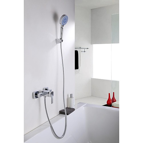 

Shower Faucet Set - Handshower Included Contemporary Chrome Wall Mounted Ceramic Valve Bath Shower Mixer Taps