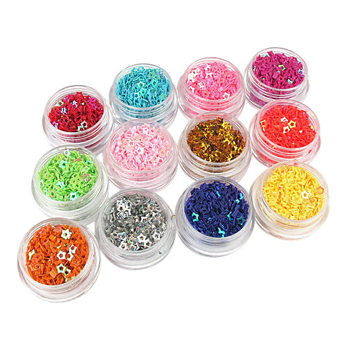 

12 pcs Lovely PVC(PolyVinyl Chloride) Glitter Powder Nail Art Kit Nail Jewelry For Finger nail art Manicure Pedicure Cartoon / Wedding