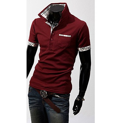 

Men's Polo Solid Colored Short Sleeve Daily Tops Cotton Business Active Wine White Black