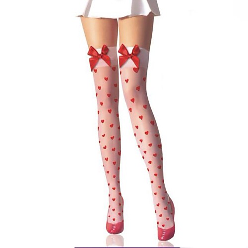 

Women's Thin Stockings - Polka Dot White One-Size