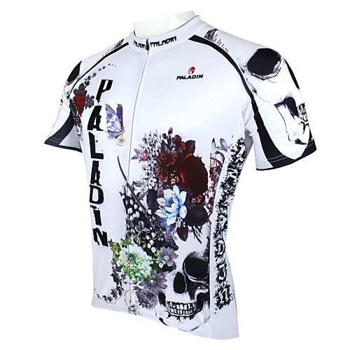 

Men's Short Sleeve Black / White Bike Jersey Top Breathable Quick Dry Ultraviolet Resistant Sports Clothing Apparel