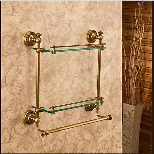 

Bathroom Shelf Best Quality Antique Brass / Glass 1 pc - Hotel bath