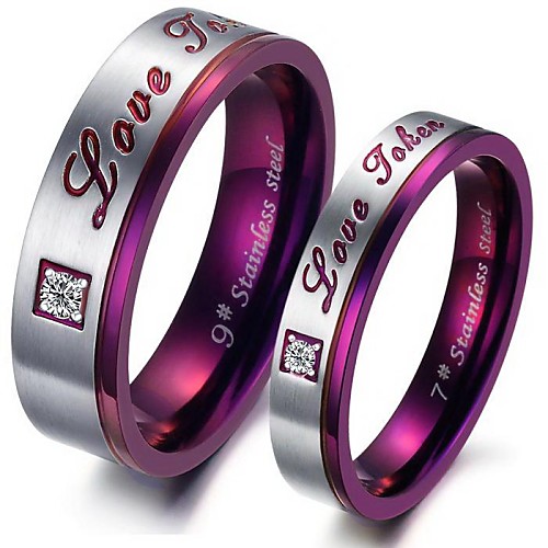 

Couple Rings Purple Titanium Steel Relationship Ladies Fashion / Women's / Rhinestone