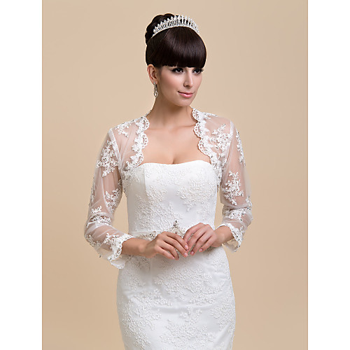 

Long Sleeve Coats / Jackets Lace Wedding / Party Evening / Casual Wedding Wraps With