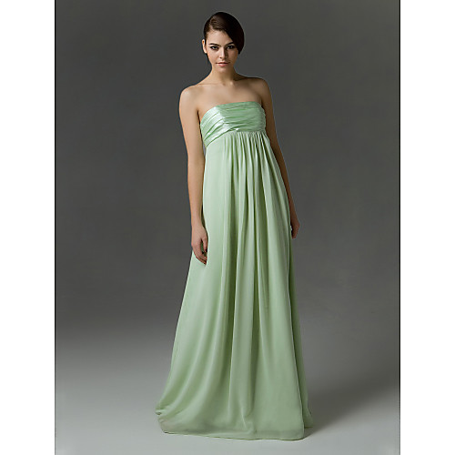 

Sheath / Column Strapless Floor Length Chiffon / Charmeuse Bridesmaid Dress with Pleats / Ruched / Draping