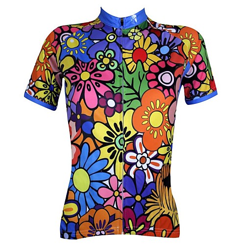 

21Grams Women's Short Sleeve Cycling Jersey Polyester BlueGreen Purple Blue Floral Botanical Plus Size Bike Jersey Top Mountain Bike MTB Road Bike Cycling Breathable Quick Dry Ultraviolet Resistant