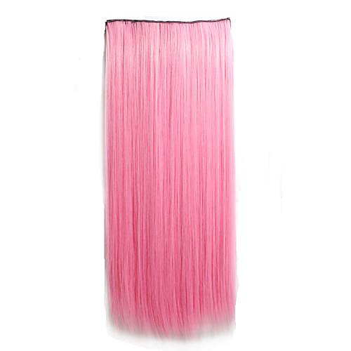 

Human Hair Extensions Straight Synthetic Hair Hair Piece Pink