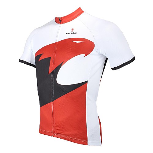 

Men's Short Sleeve Red / White Bike Jersey Top Breathable Quick Dry Ultraviolet Resistant Sports Clothing Apparel