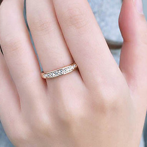 

Women's Band Ring Golden Silver Stainless Steel Rhinestone Circle Luxury Fashion Party Daily Jewelry