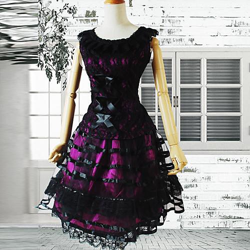 

Dress Gothic Lolita Dress Women's Purple Lolita Accessories Dress Cotton Halloween Costumes / Medium Length