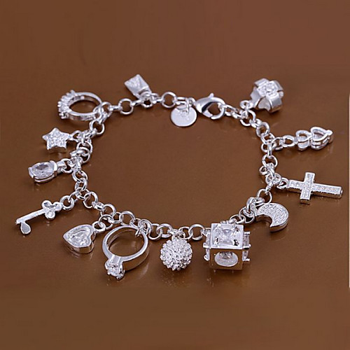 

Women's Cubic Zirconia Chain Bracelet Bead Bracelet Personalized Zircon Bracelet Jewelry Silver For Daily / Silver Plated