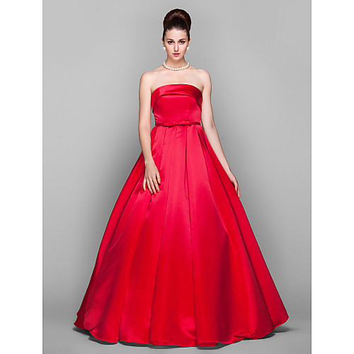 

Ball Gown Elegant Quinceanera Prom Dress Strapless Sleeveless Floor Length Satin with Bow(s) 2021