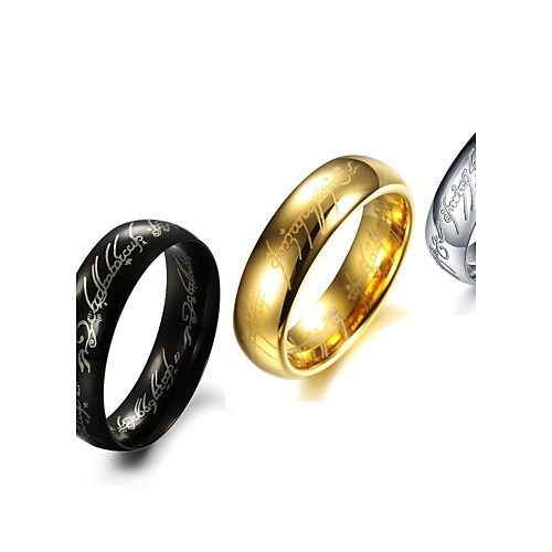 

Band Ring Golden Black Silver Titanium Steel Personalized / Men's