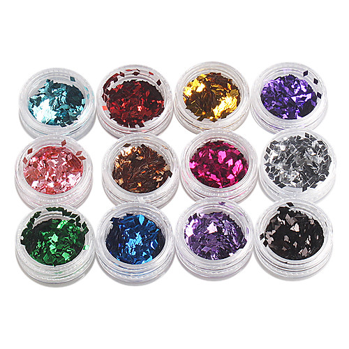 

12 pcs Glitter Powder Sequins For Finger nail art Manicure Pedicure Abstract