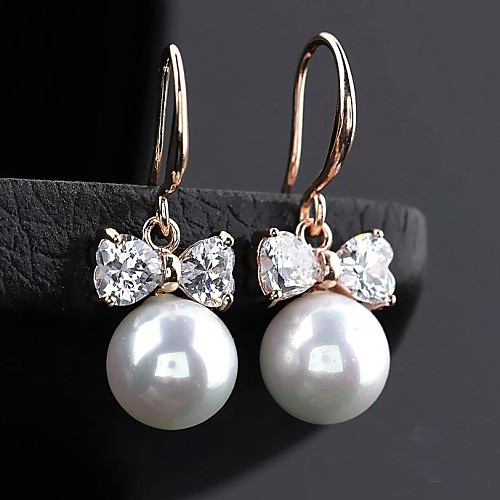 

Women's White Pearl Drop Earrings Hoop Earrings Cubic Zirconia Earrings Jewelry Silver / Rose Gold / Champagne For 1pc