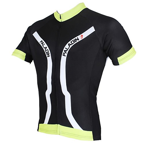 

ILPALADINO Men's Short Sleeve Cycling Jersey Black Bike Jersey Top Breathable Quick Dry Sports Clothing Apparel