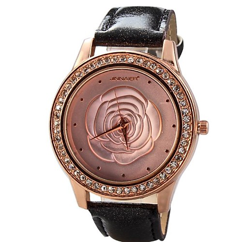 

Women's Quartz Flower Golden White Black