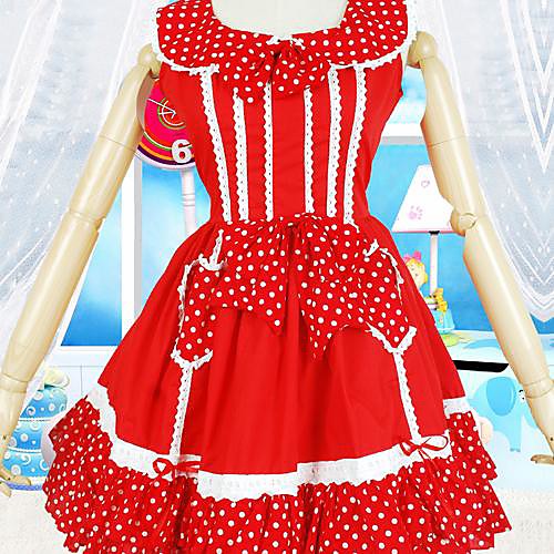 

Sweet Lolita Vacation Dress Dress Women's Cotton Japanese Cosplay Costumes Polka Dot Sleeveless Short Length