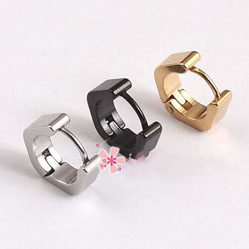 

Men's Stud Earrings Geometrical Titanium Steel Earrings Jewelry Black / Silver / Golden For Christmas Gifts Wedding Party Daily Casual Sports