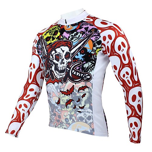 

ILPALADINO Men's Long Sleeve Cycling Jersey Winter Fleece Polyester Red and White Purple Yellow Skull Bike Jersey Top Mountain Bike MTB Road Bike Cycling Thermal / Warm Breathable Quick Dry Sports