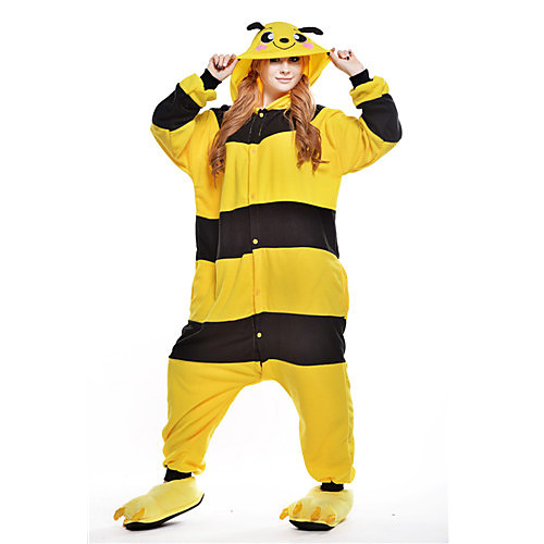 

Adults Kigurumi Bee Animal Onesie Pajamas Polar Fleece Yellow Cosplay For Men and Women Animal Sleepwear Cartoon Festival / Holiday Costumes