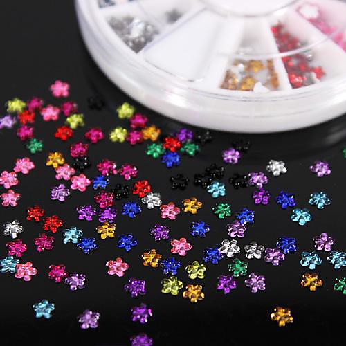 

600pcs 12colours flower shape acrylic rhinestones wheel nail art decoration