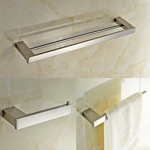 

Bathroom Accessory Set Contemporary Stainless Steel 3pcs - Hotel bath Toilet Paper Holders / tower bar